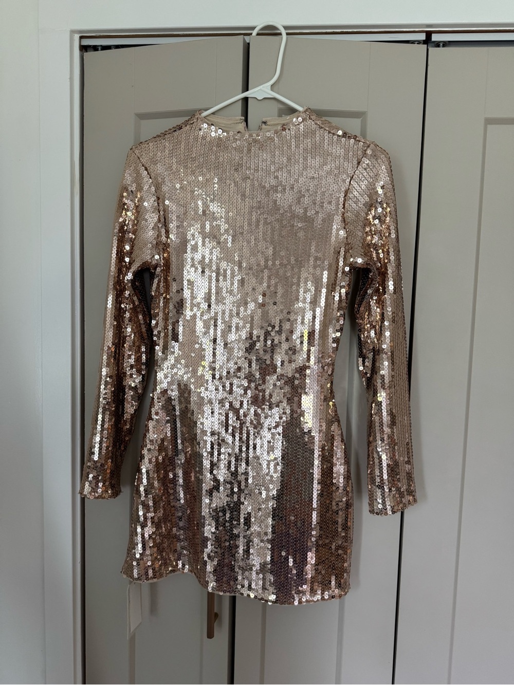 Abercrombie & Fitch Gold Sequin Long Sleeve Mini Dress